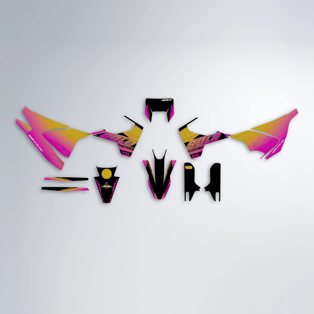 GEBEL V2 Husqvarna 701 graphics kit parts layout in Pink & Yellow
