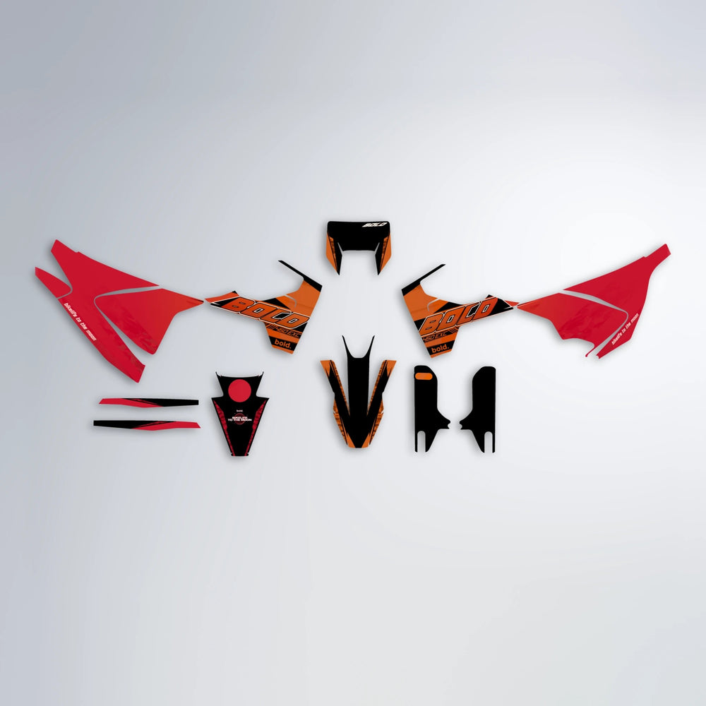 GEBEL V2 Husqvarna 701 graphics kit parts layout in Red & Orange