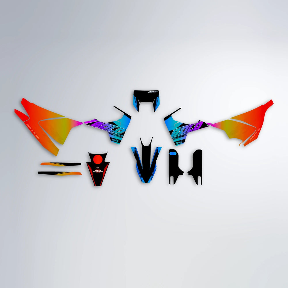 GEBEL V2 Husqvarna 701 graphics kit parts layout in Sunset Fade