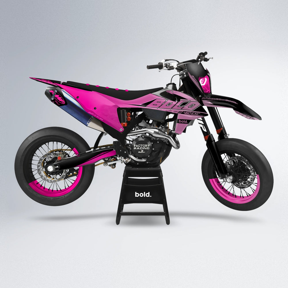 GEBEL V2 supermoto graphics kit in Flamingo