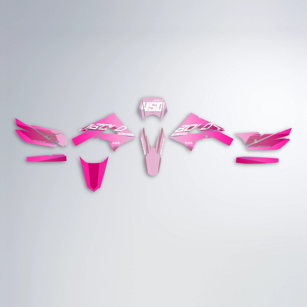 GEBEL V3 Derbi Senda graphics kit parts layout in Flamingo