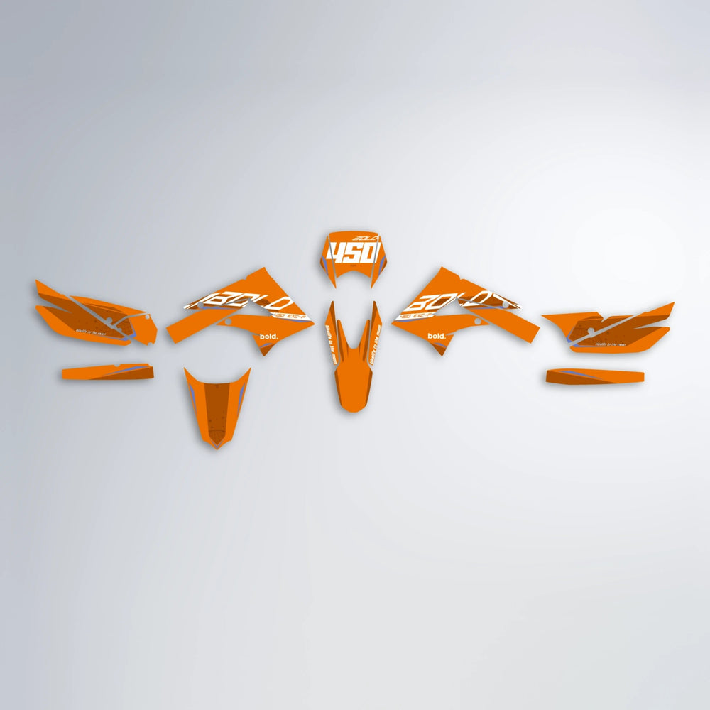 GEBEL V3 Derbi Senda graphics kit parts layout in Orange