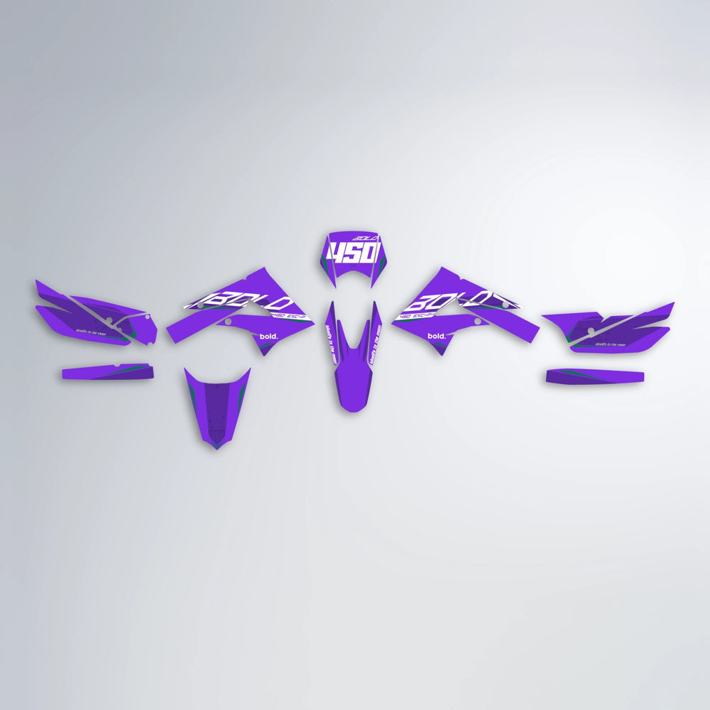 GEBEL V3 Derbi Senda graphics kit parts layout in Purple