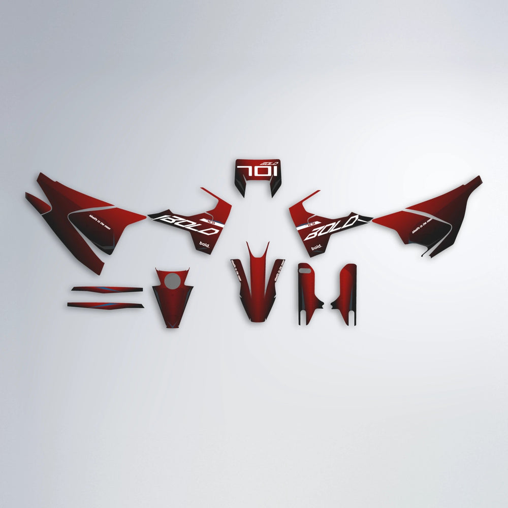 GEBEL V3 Husqvarna 701 graphics kit parts layout in Black & Red