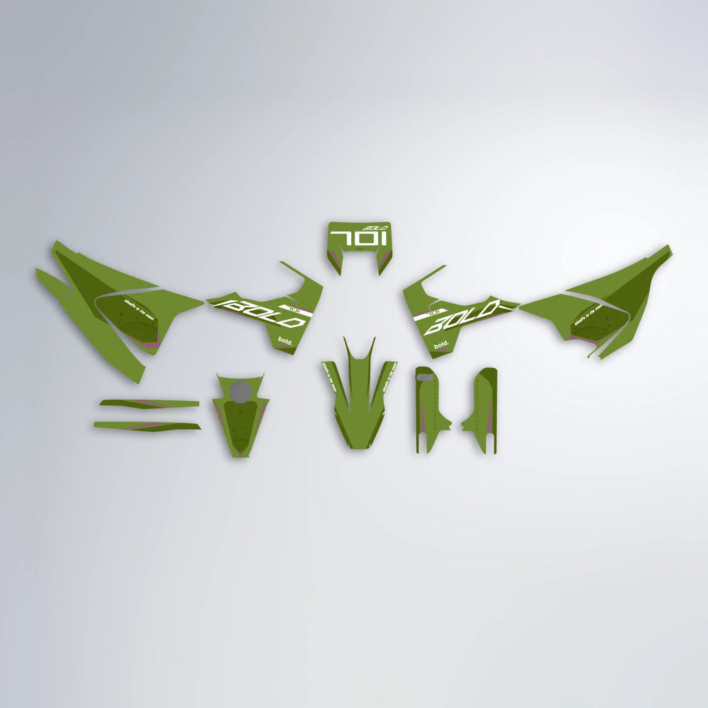 GEBEL V3 Husqvarna 701 graphics kit parts layout in Olive