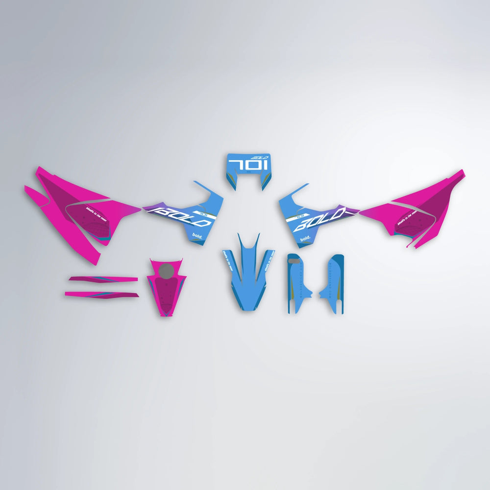 GEBEL V3 Husqvarna 701 graphics kit parts layout in Pink & Light Blue