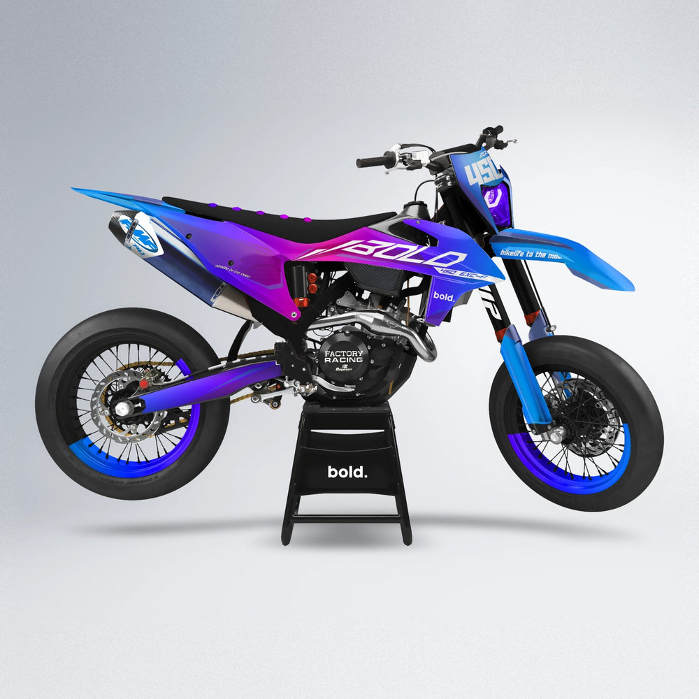 GEBEL V3 supermoto graphics kit in Blue Purple Fade