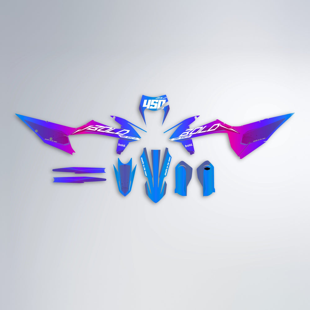 GEBEL V3 graphics kit parts layout in Blue Purple Fade