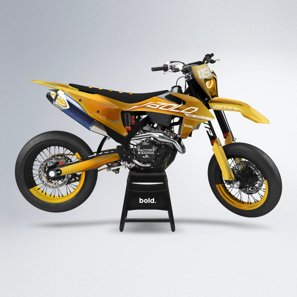 GEBEL V3 supermoto graphics kit in Gold Chrome