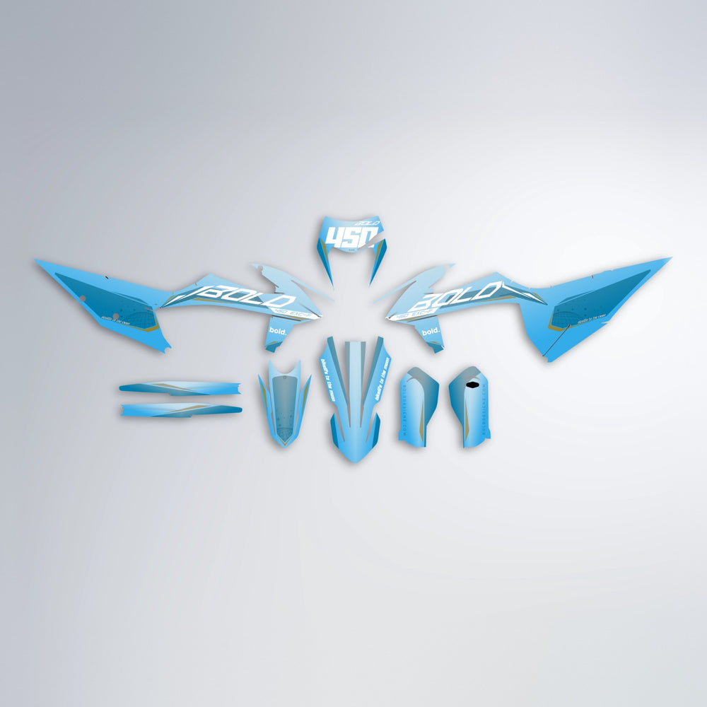 GEBEL V3 graphics kit parts layout in Light Blue & White