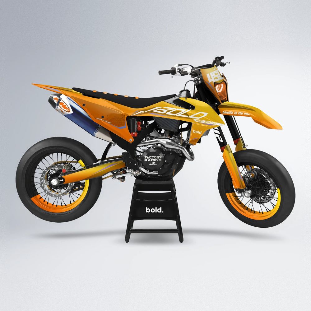 GEBEL V3 supermoto graphics kit in Orange & Yellow