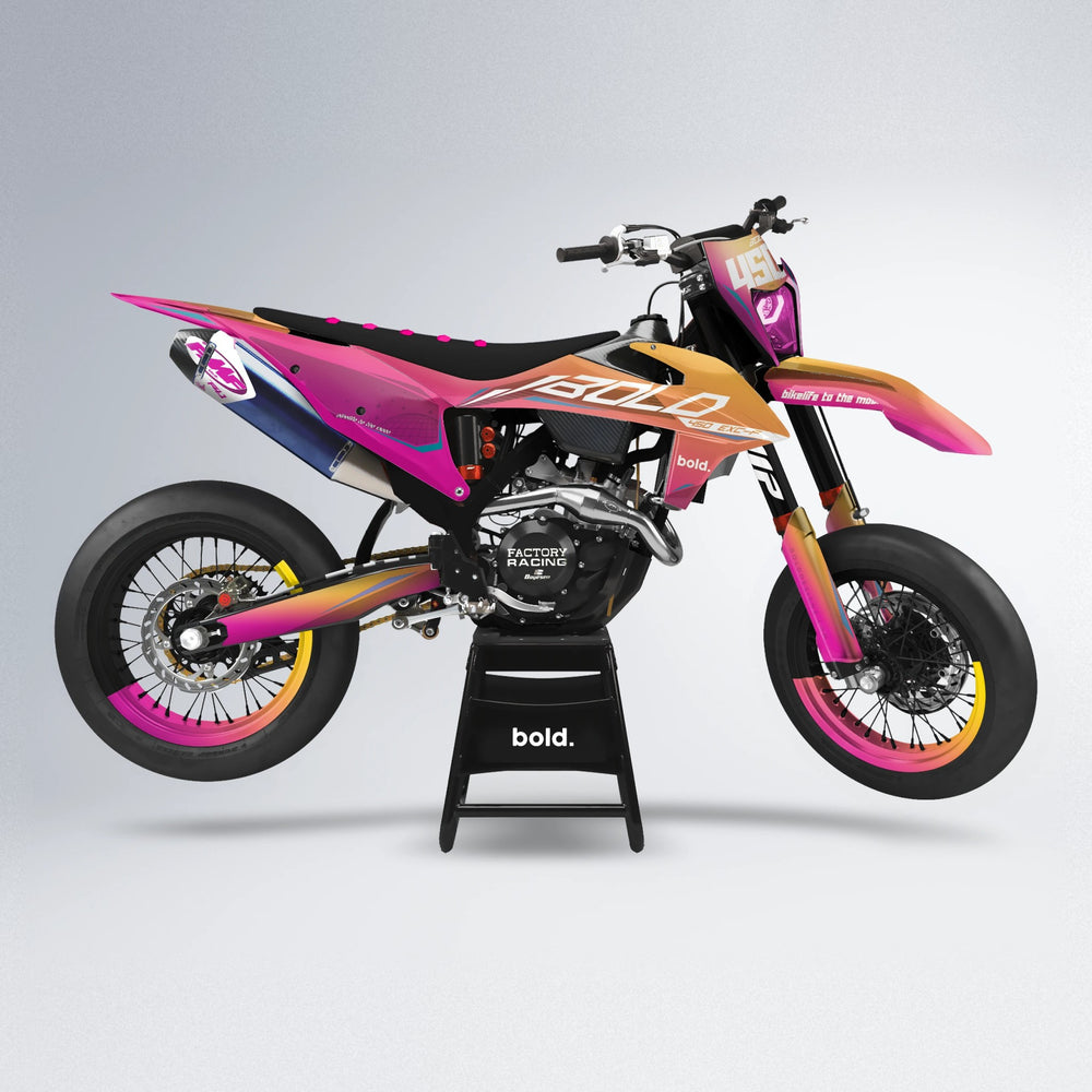 GEBEL V3 supermoto graphics kit in Pink & Yellow