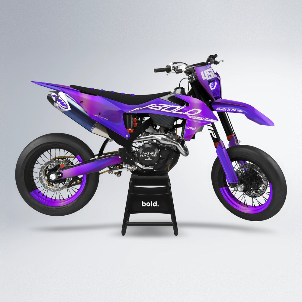 GEBEL V3 supermoto graphics kit in Purple Chrome