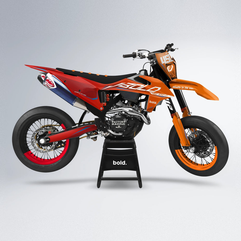 GEBEL V3 supermoto graphics kit in Red & Orange