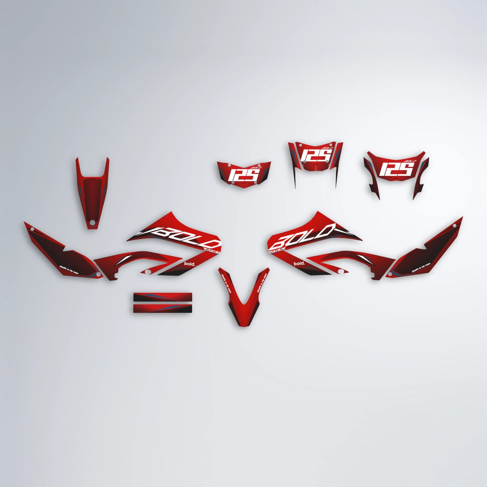 GEBEL V3 Yamaha WR 125X graphics kit parts layout in Black & Red