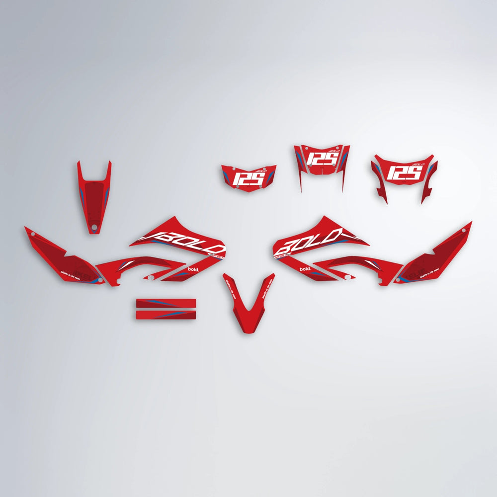 GEBEL V3 Yamaha WR 125X graphics kit parts layout in Custom Colour