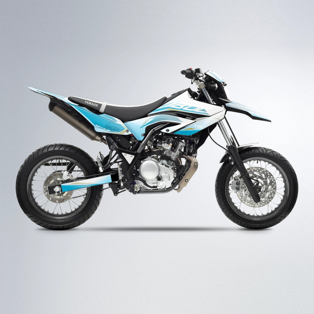 GEBEL V3 Yamaha WR 125X supermoto graphics kit in Light Blue & White