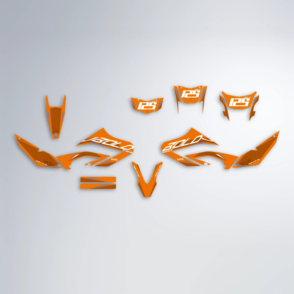GEBEL V3 Yamaha WR 125X graphics kit parts layout in Orange