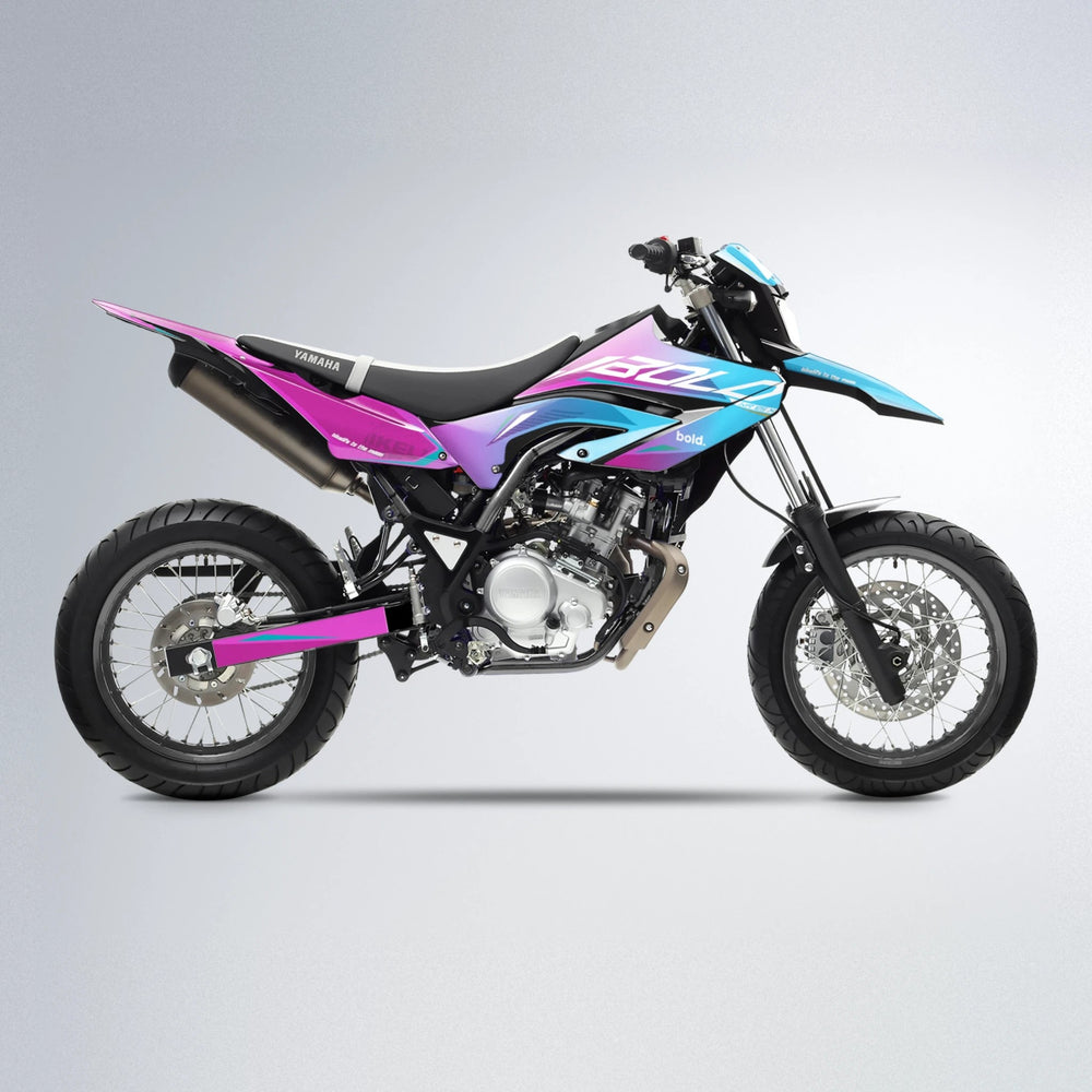 GEBEL V3 Yamaha WR 125X supermoto graphics kit in Pink & Light Blue