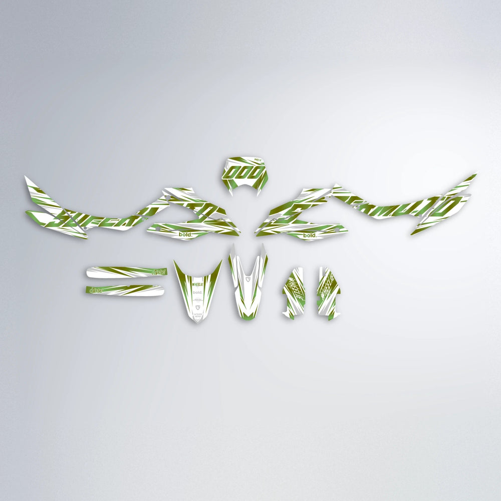 GEBEL V4 Aprilia SX 125 graphics kit parts layout in Olive