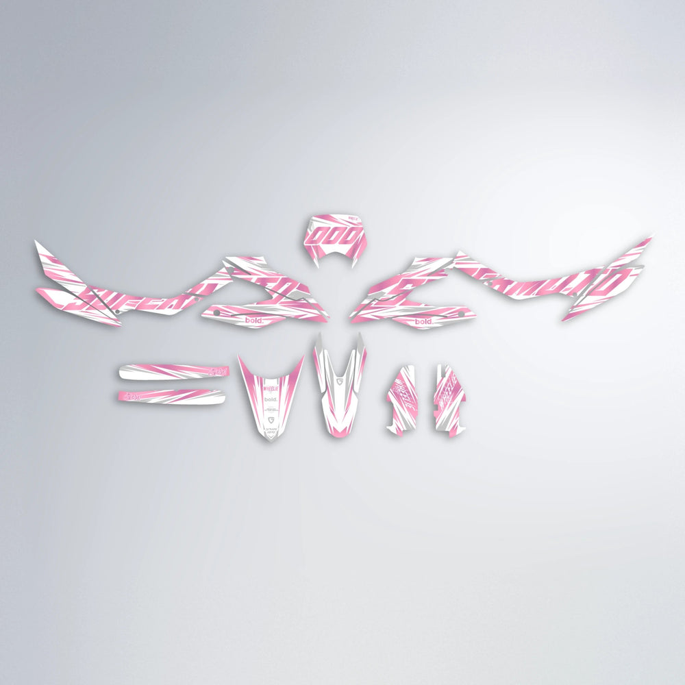 GEBEL V4 Aprilia SX 125 graphics kit parts layout in Sakura Pink