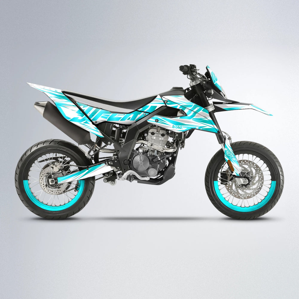 GEBEL V4 Aprilia SX 125 supermoto graphics kit in Teal