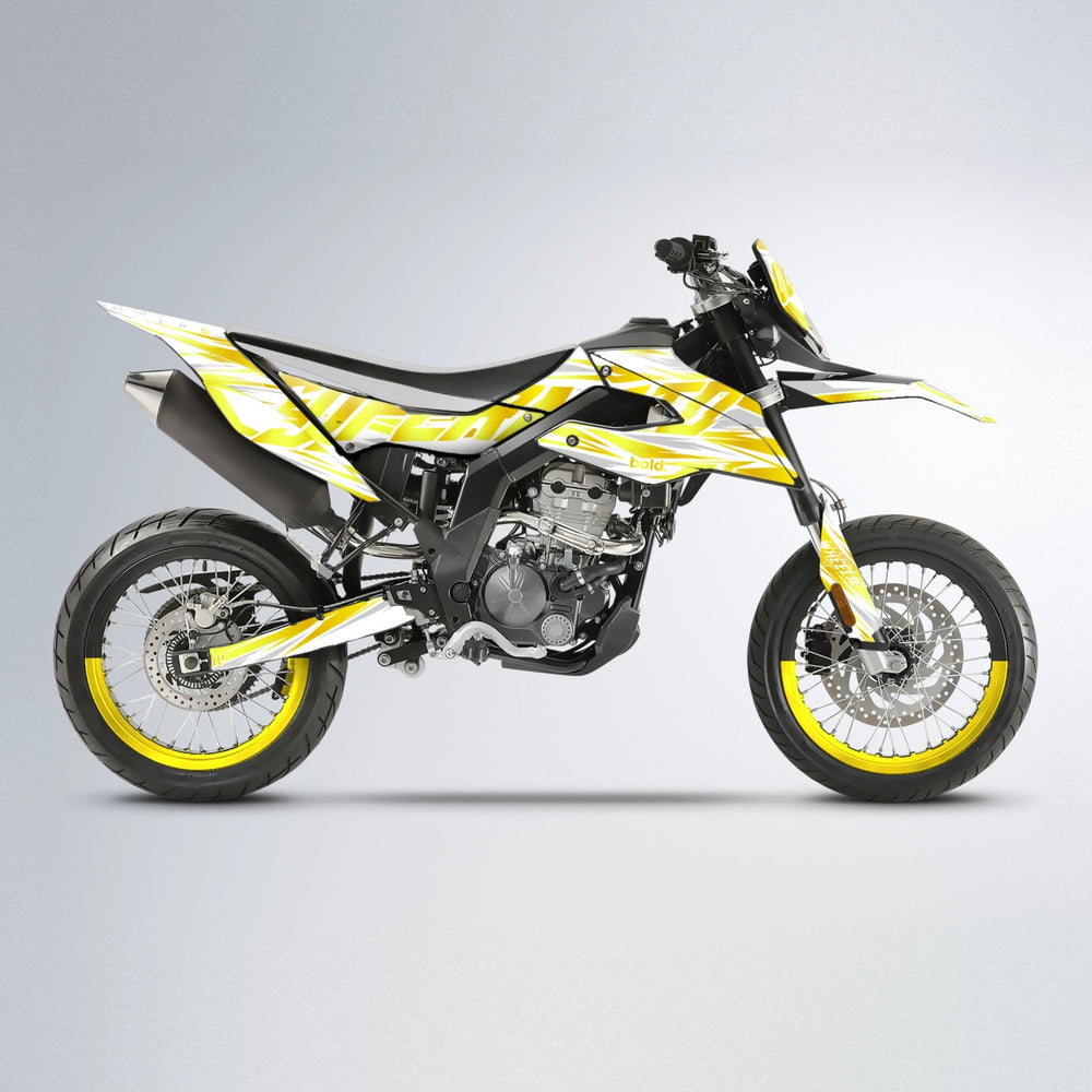 GEBEL V4 Aprilia SX 125 supermoto graphics kit in Yellow