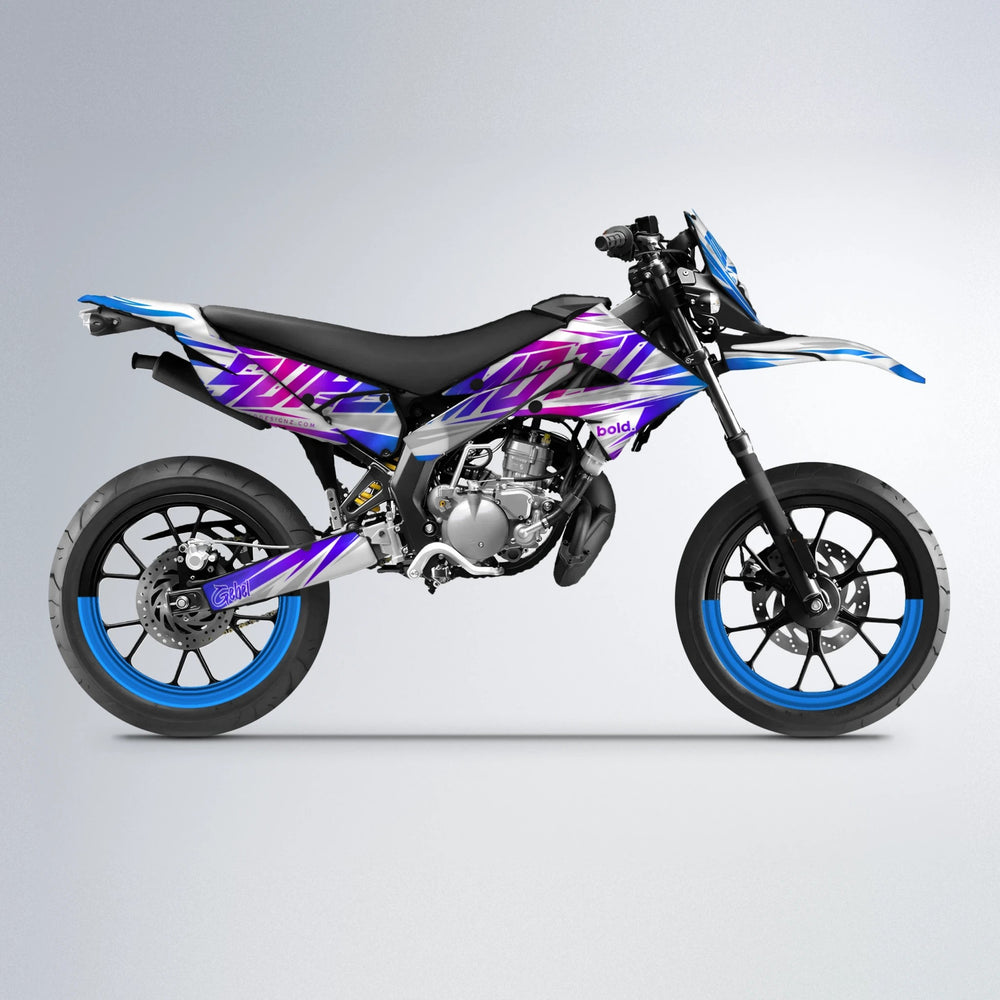 GEBEL V4 Derbi Senda supermoto graphics kit in Blue Purple Fade