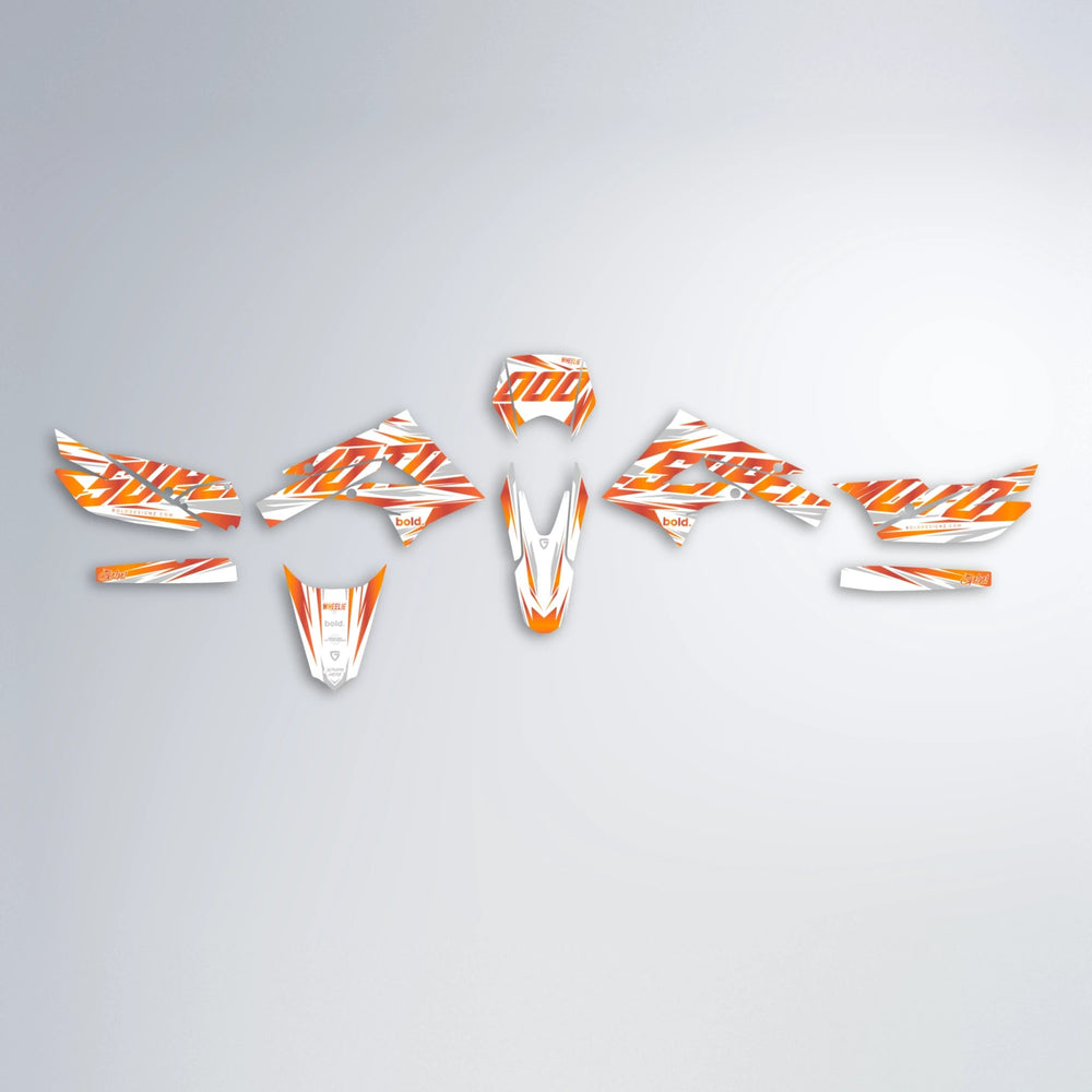 GEBEL V4 Derbi Senda graphics kit parts layout in Orange
