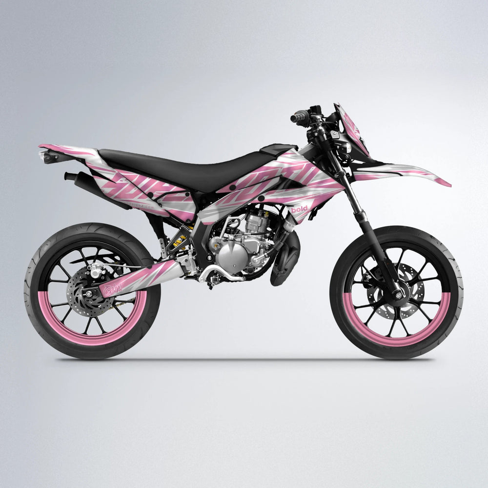 GEBEL V4 Derbi Senda supermoto graphics kit in Sakura Pink