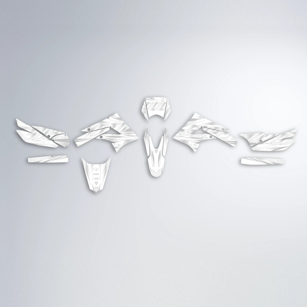 GEBEL V4 Derbi Senda graphics kit parts layout in White