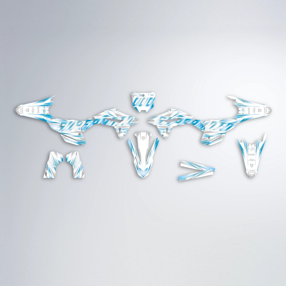 GEBEL V4 Honda graphics kit parts layout in Light Blue & White
