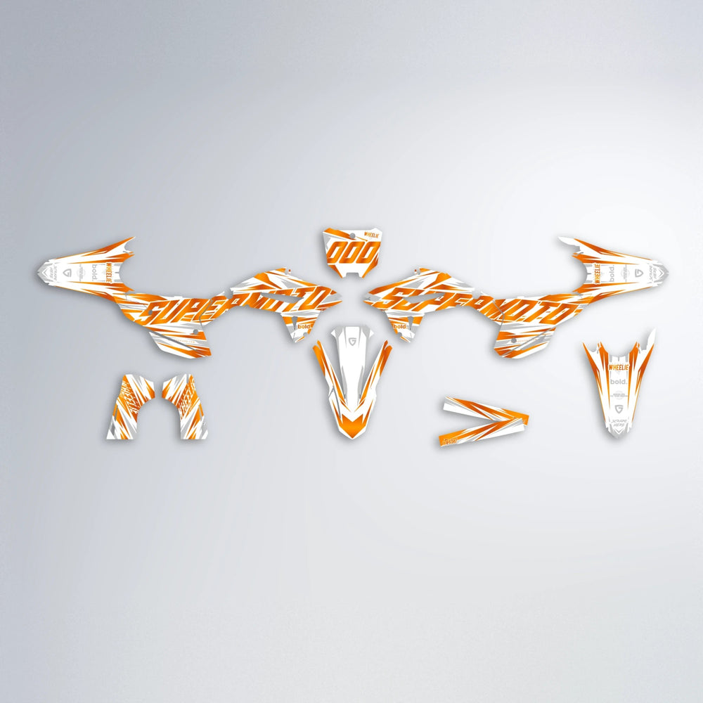GEBEL V4 Honda graphics kit parts layout in Orange