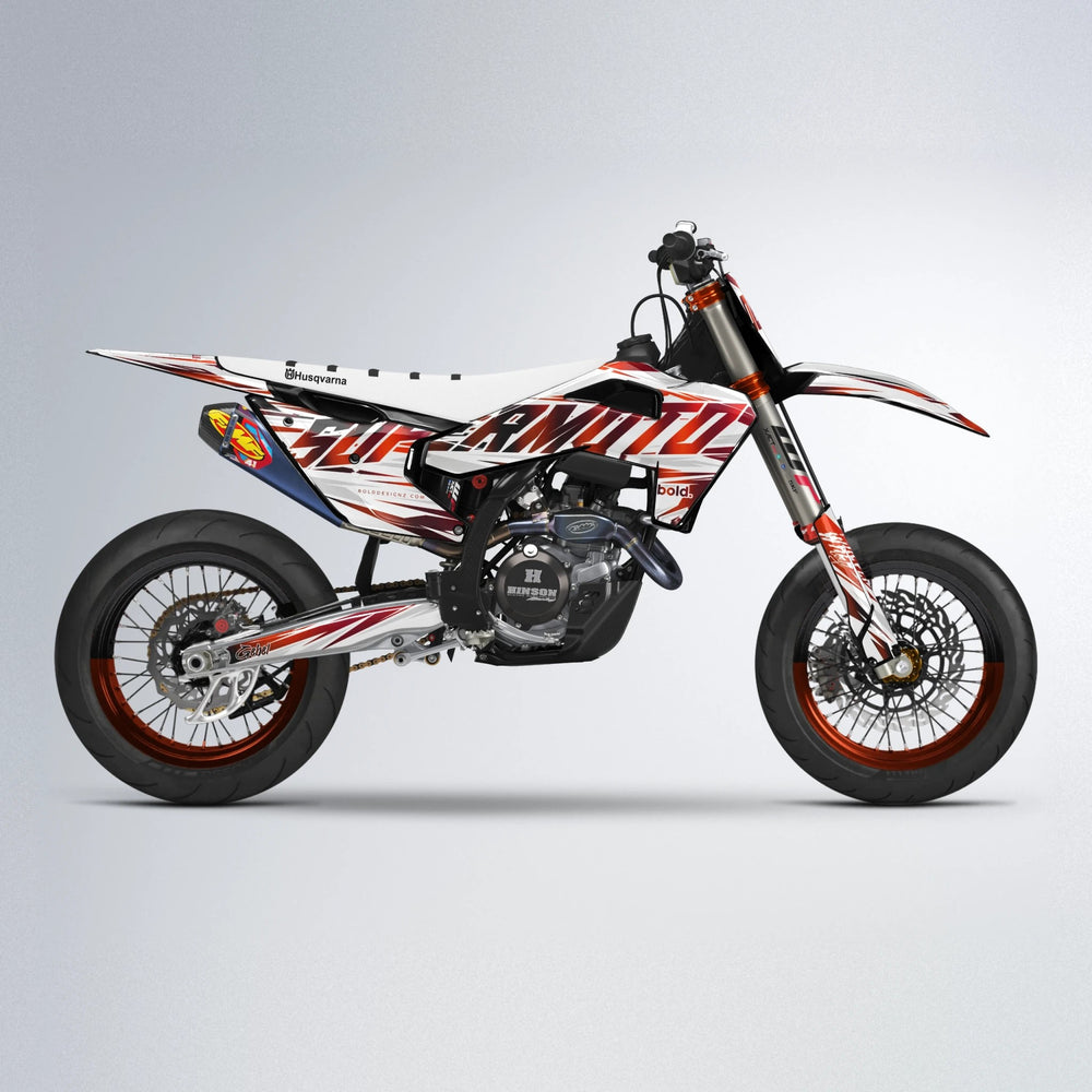 GEBEL V4 Husqvarna FE/TE supermoto graphics kit in Black & Red