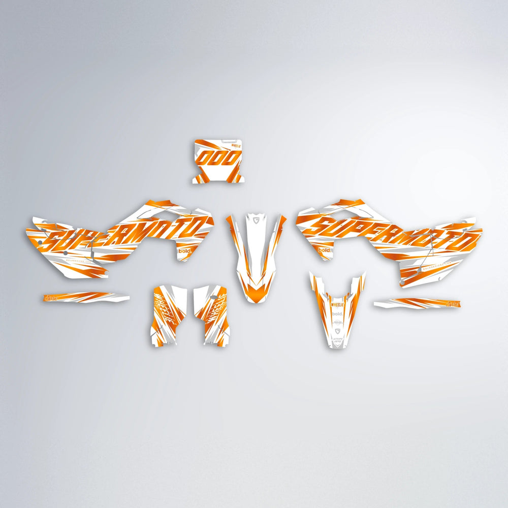 GEBEL V4 Husqvarna FE/TE graphics kit parts layout in Orange