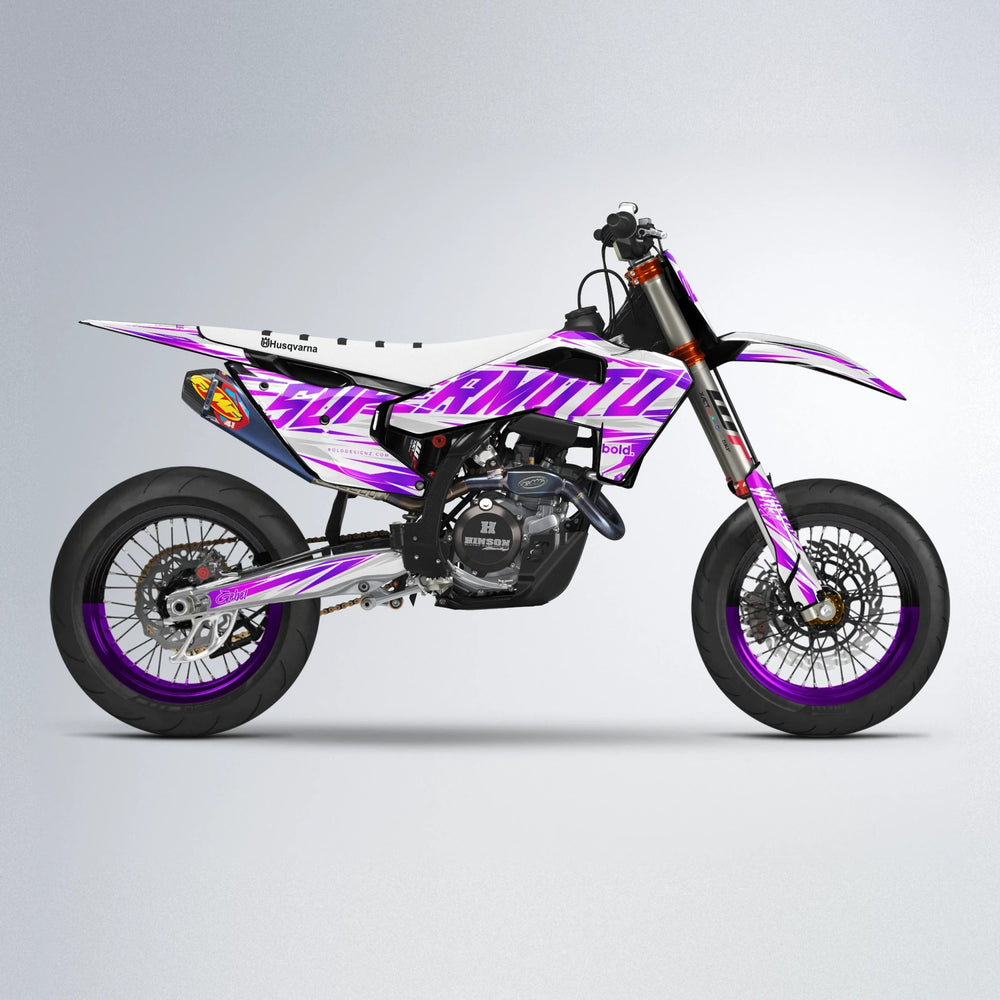 GEBEL V4 Husqvarna FE/TE supermoto graphics kit in Purple