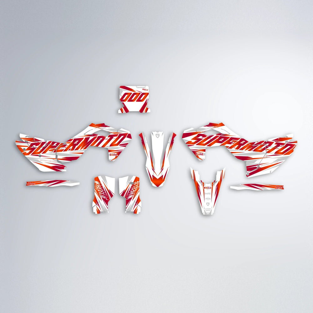 GEBEL V4 Husqvarna FE/TE graphics kit parts layout in Red