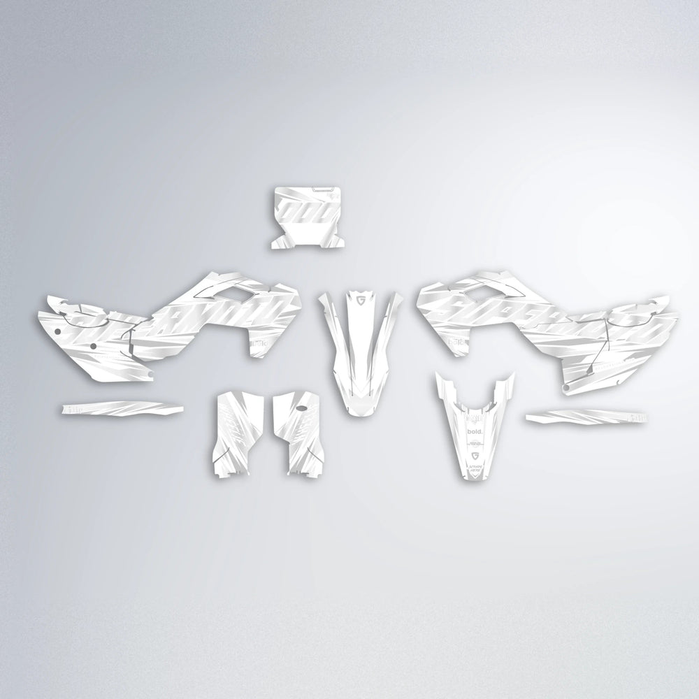 GEBEL V4 Husqvarna FE/TE graphics kit parts layout in White