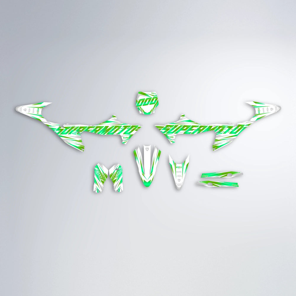 GEBEL V4 Stark Varg SM graphics kit parts layout in Green