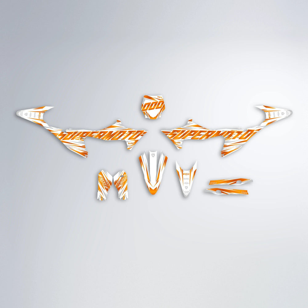 GEBEL V4 Stark Varg SM graphics kit parts layout in Orange