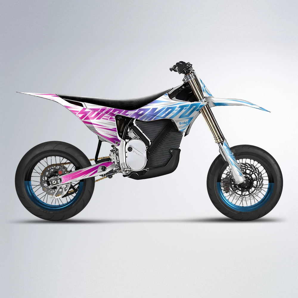 GEBEL V4 Stark Varg SM supermoto graphics kit in Pink & Light Blue