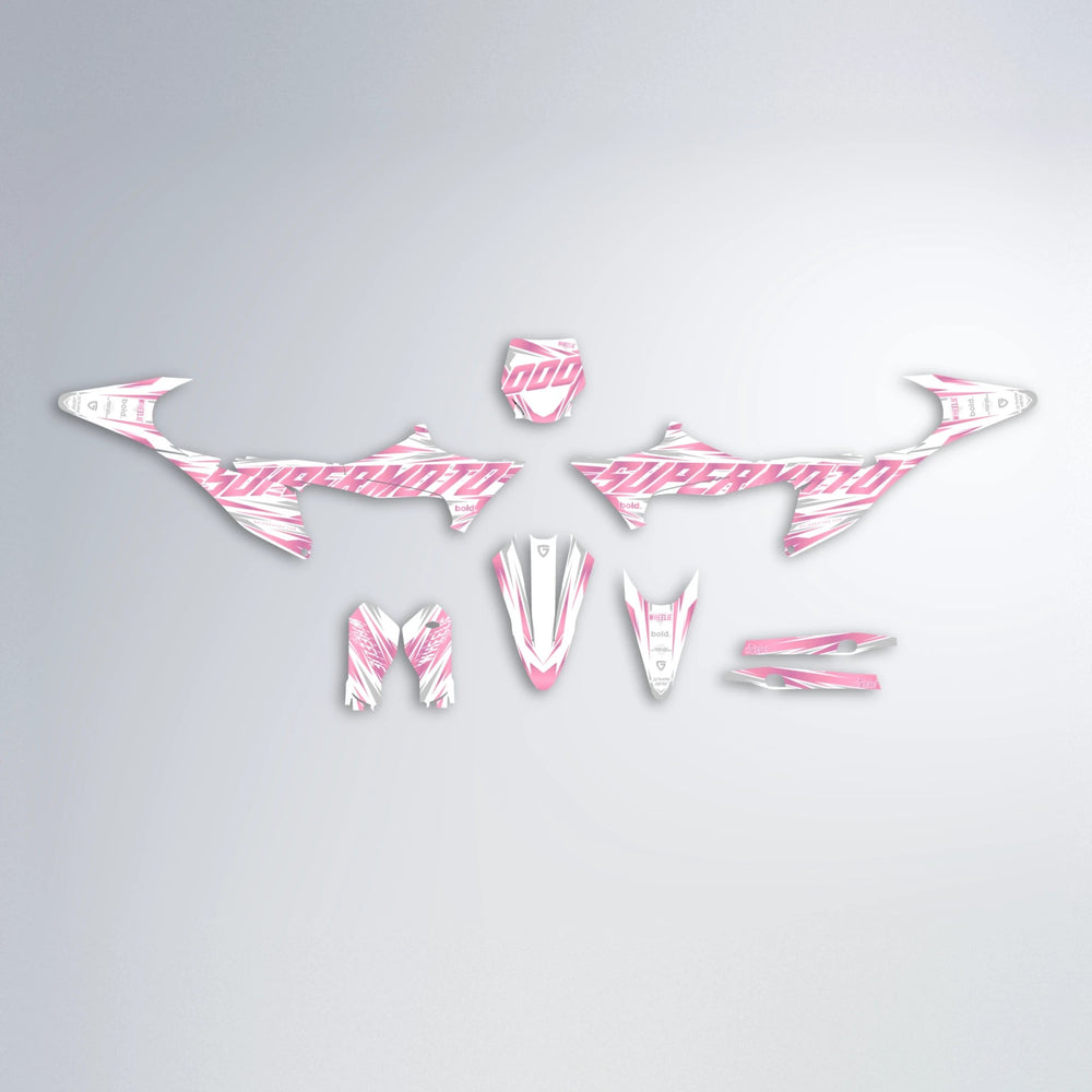 GEBEL V4 Stark Varg SM graphics kit parts layout in Sakura Pink