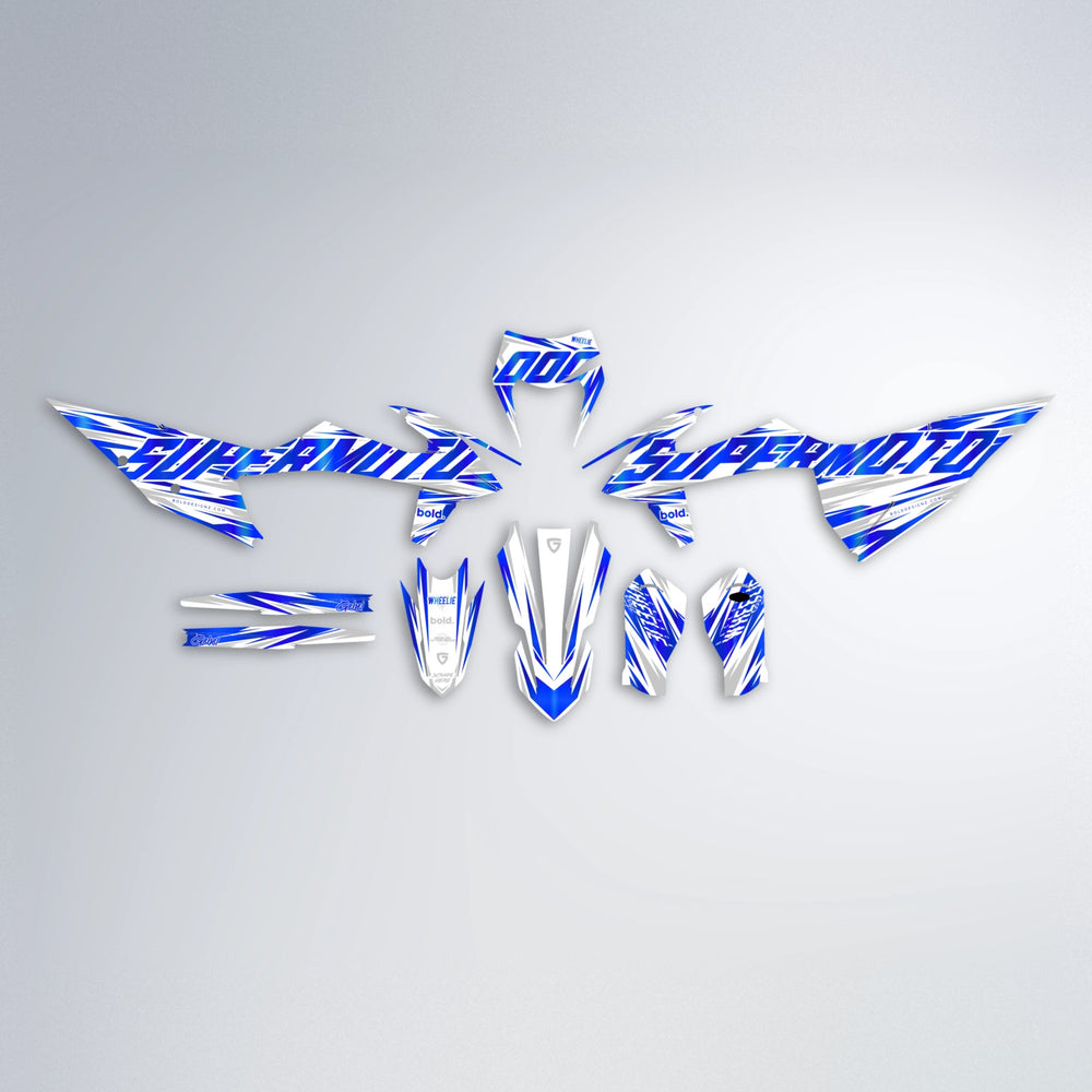 GEBEL V4 graphics kit parts layout in Blue Chrome