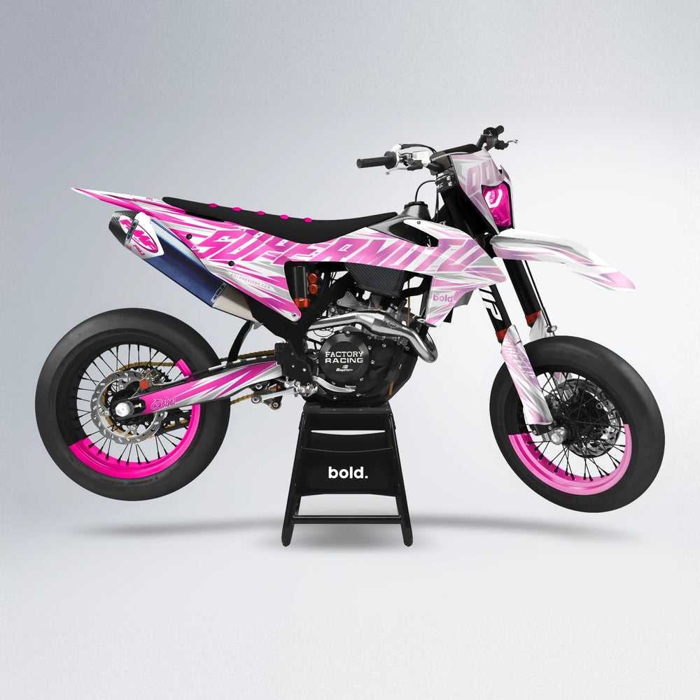 GEBEL V4 supermoto graphics kit in Flamingo