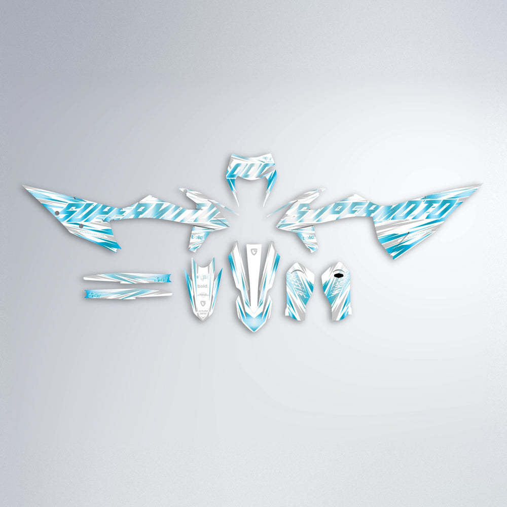 GEBEL V4 graphics kit parts layout in Light Blue & White