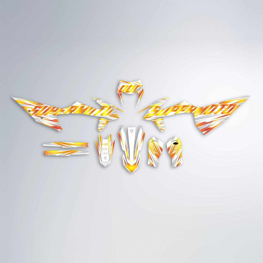 GEBEL V4 graphics kit parts layout in Orange & Yellow