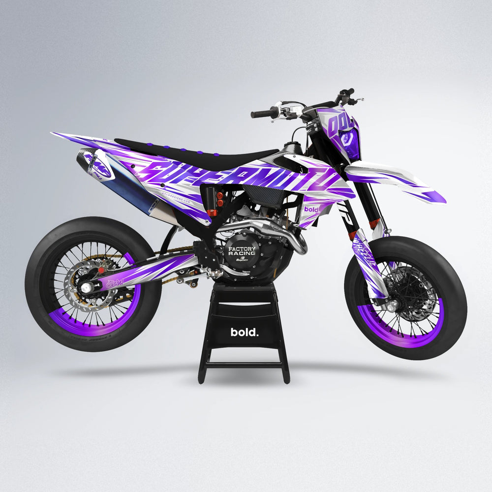 GEBEL V4 supermoto graphics kit in Purple Chrome