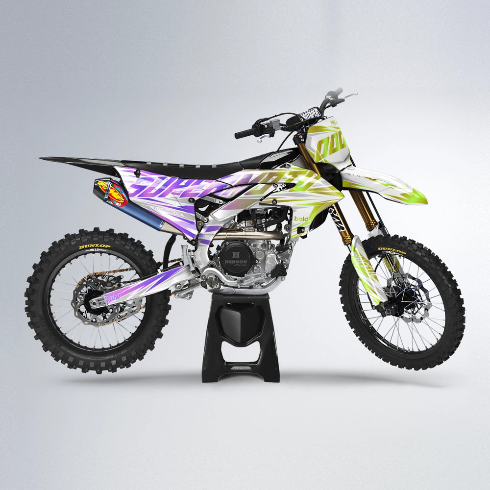 GEBEL V4 Yamaha YZF MX motocross graphics kit in Purple & Yellow