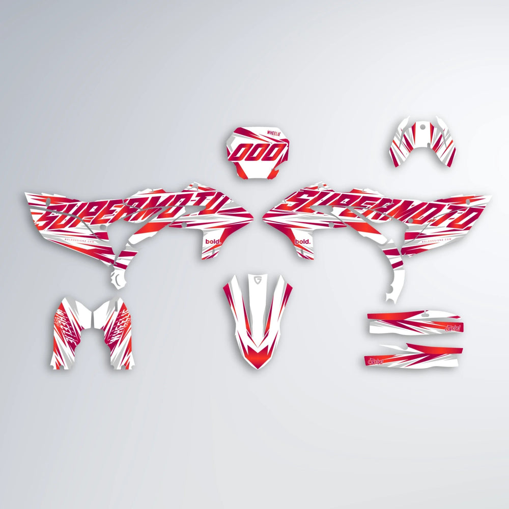 GEBEL V4 Yamaha YZF SM graphics kit parts layout in Red