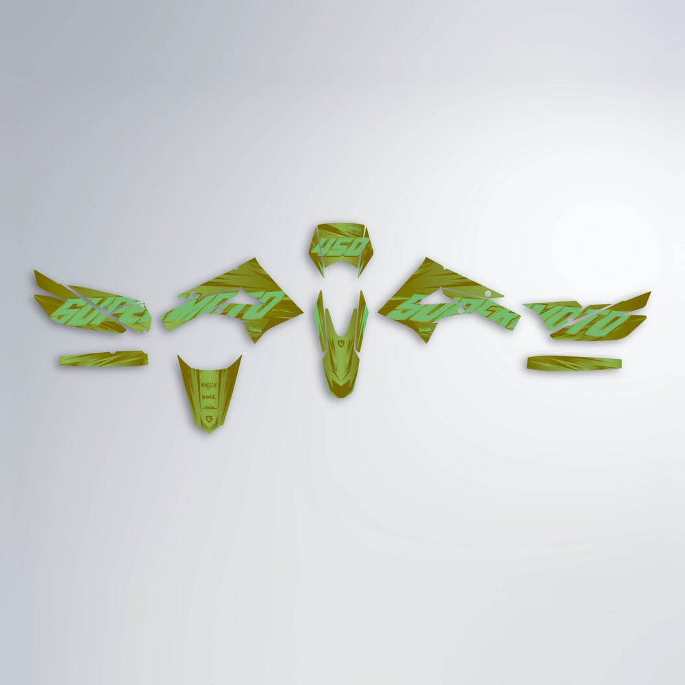 GEBEL V5 Derbi Senda graphics kit parts layout in Olive